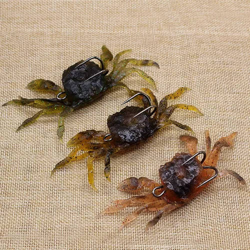 Miniatura 8 de 3 señuelos suaves de cangrejo de simulación 3D con ganchos afilados, ganchos dobles para pesca en el mar, trampas de cebo de cangrejo, herramienta
