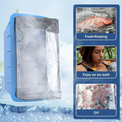 Miniatura 4 de Moldes de cubitos de hielo extra grandes, paquete de 2 moldes de silicona de 16 libras para cubeta fría, bandejas de cubitos de hielo reutilizables