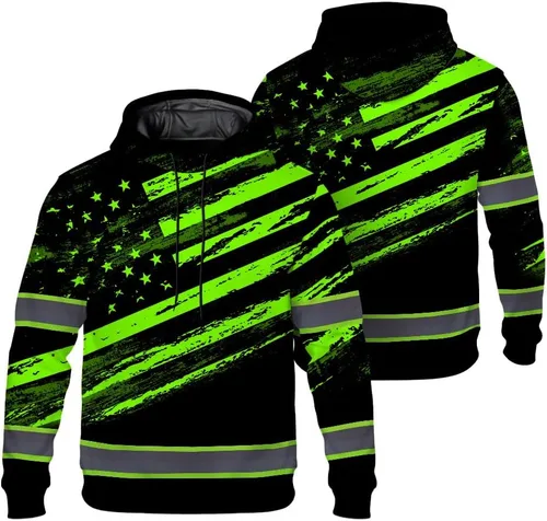 Miniatura 30 de Maddly Colección de ropa de trabajo de alta visibilidad con bandera de EE. UU., personalizada con nombre para trabajadores, corredores, camioneros