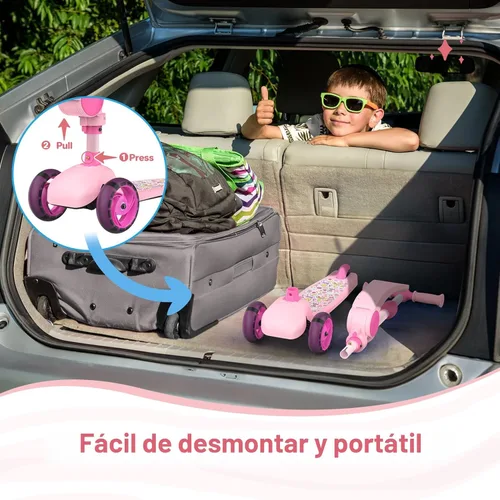 Miniatura 7 de TONBUX Kids Scooter with Seat, 3 Wheels Scooter with PU Luminous Wheels, Non-Slip Handle and Wide Deck, Sensitive Brakes, 4-Level Adjustable Height