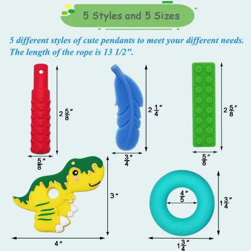 Miniatura 4 de Collares masticables para niños sensoriales, collar masticable sensorial para niños y niñas con autismo, TDAH, SPD, masticación, dentición, juguetes