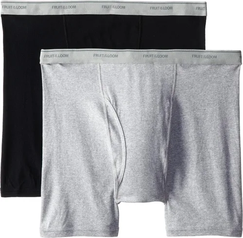Fruit of the Loom Calzoncillos tipo bóxer para hombre Big Man negro/gris (paquete de 2)