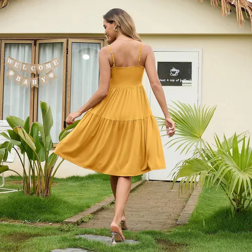 Miniatura 114 de GINKANA Vestido de maternidad sin mangas para mujer, con tirantes ajustables, vestido casual de verano para uso diario o baby shower