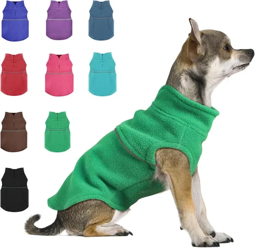 Miniatura 17 de Suéteres para perros pequeños hembra, chaleco de forro polar para perro con agujero para correa, suéter pullover cálido, chaqueta para cachorro