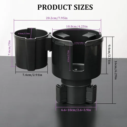 Miniatura 7 de JINKEY Expansor de portavasos 2 en 1, extensor de portavasos extra con inserto de taza ajustable para asiento delantero de automóvil para Yeti