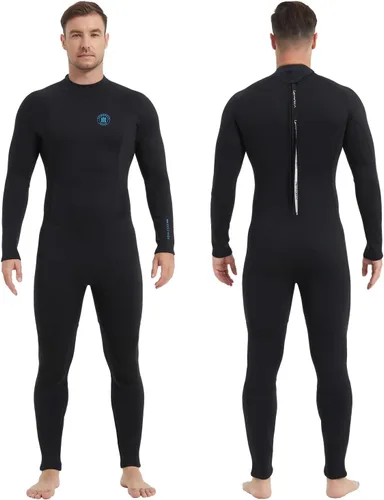 Miniatura 10 de Trajes de neopreno Lemorecn para hombre de 3/2 mm, traje de buceo de cuerpo entero Hombres 0.118 in Negro+Azul