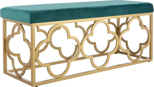 Safavieh Home Fleur Banco rectangular Glam de terciopelo verde esmeralda y dorado de 45 pulgadas