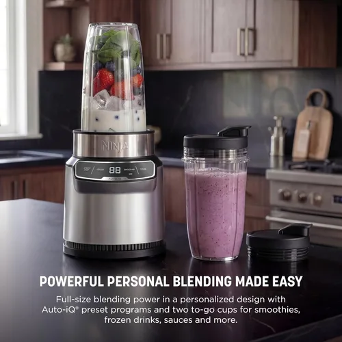 Miniatura 2 de Ninja Licuadora Nutri Pro Una porción Para batidos, salsa, batidos y bebidas congeladas Incluye 2 tazas y tapas para batidos Tritura