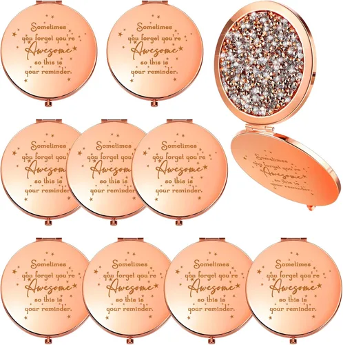 Roowest 10 piezas de espejo compacto de regalos para mujeres, Sometimes You Forget Your Awesome Bulk Apreciation Party Favores para empleados, Oro