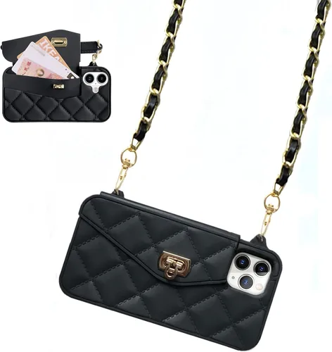 Miniatura 30 de UnnFiko - Funda tipo cartera compatible con iPhone XR, diseño elegante de bolsa de lujo, cartera abatible con funda para tarjetas, cubierta de Negro