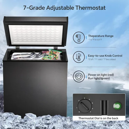 Miniatura 4 de Kismile Congelador de Pecho de 1.8 Pies Cúbicos con Cesta Extraíble de Pie Libre con Puerta Superior que se Abre Congelador Compacto con Temperatura
