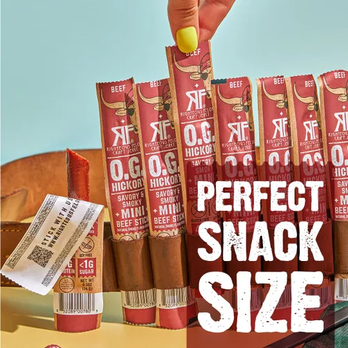 Miniatura 2 de Righteous Felon Mini palitos de carne Palitos de carne de res 100% alimentados con pasto Keto, sin gluten, bajos en azúcar, bocadillos ricos
