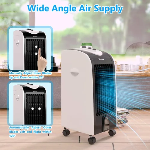 Miniatura 5 de COSTWAY Enfriador de aire evaporativo, ventilador de refrigeración 3 en 1 con 2 cajas de cristal de hielo, 3 modos, tanque de agua de 3 velocidades