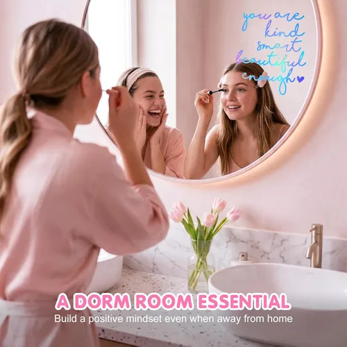 Miniatura 6 de 2 calcomanías de espejo de afirmación para niñas y adolescentes, You are Kind Smart Beautiful Enough Calcomanía, positivo amor propio, baño