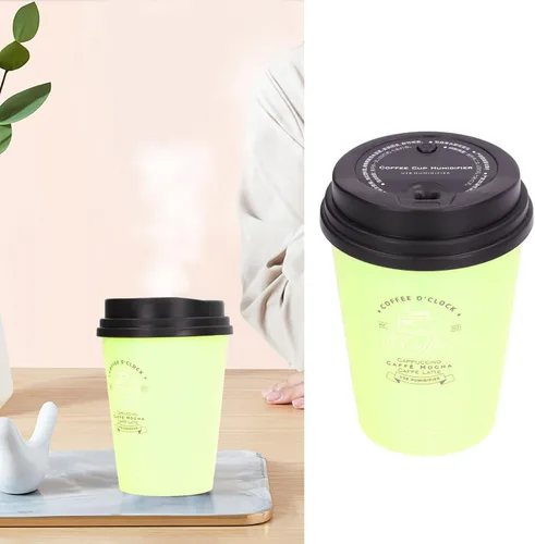 Mini humidificador portátil, 10.1 fl oz, humidificador de automóvil, taza de café, apagado automático de bajo ruido, ligero, ahorro de espacio, Verde
