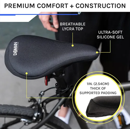 Miniatura 5 de Domain Ciclismo Premium Bike Gel asiento funda de cojín 10.5 x 7 pulgadas, la más cómoda silla de montar para bicicleta con cojín para Clase