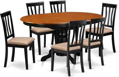 Miniatura 15 de East West Furniture AVAT5-BLK-C - Juego de mesa de comedor de 5 piezas para 4 personas, incluye una mesa de cocina ovalada con hojas de mariposa y 4