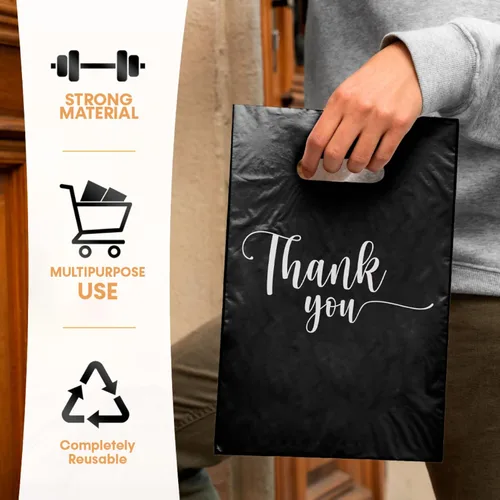 Miniatura 7 de BOLSAS DE ALMACENAMIENTO PARA TIENDA DE MERCANCÍAS "GRACIAS", diferentes tamaños 12 x 15 cm, 15 x 20 cm, 20 x 30 cm de 1,25 mm. Paquetes de Negro