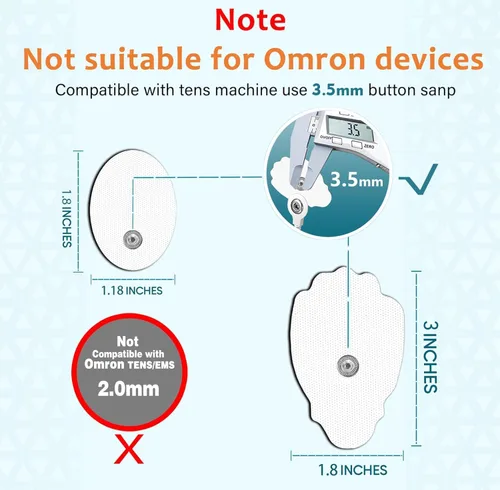 Miniatura 2 de SM Electrodos para Unidad TENS, Almohadillas de Repuesto para Parches de Electrodos TENS, 22 Piezas, Múltiples Tamaños, Electrodos para Unidad TENS