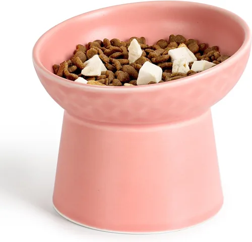 Miniatura 10 de YauYik Cuenco elevado para gatos, color negro, cuencos elevados de comida para gatos con ángulo inclinado, sin estrés, antivómitos, cuenco de agua