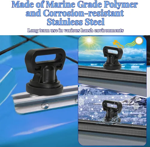 Miniatura 4 de Amarres para montaje en pista de kayak, amarre vertical para sujetar refrigerador, caja y otros accesorios de kayak para rastrear, 2 piezas Negro