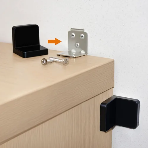 Miniatura 9 de Anclajes para muebles, paquete de 4, estéticos e invisibles una vez instalados, seguro 600 libras estantería cómoda a la pared, anclaje de seguridad