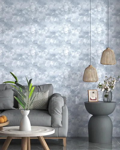 Miniatura 5 de tiltil Papel Tapiz Despegar y Pegar con Flores Azul y Blanco Papel de Contacto Boho 17.7"x78.8" Papel Tapiz Autoadhesivo Removible Moderno Papel