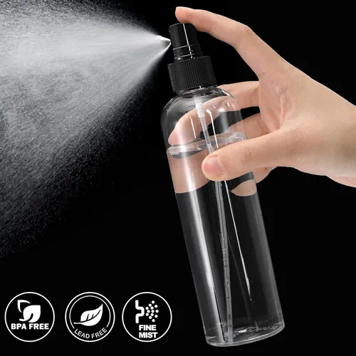 Miniatura 3 de Bekith Paquete de 16 botellas de plástico de 8 onzas, botellas rociadoras de niebla fina vacías transparentes con tapa de pulverización de bomba