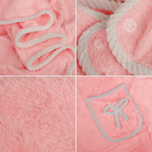 Miniatura 8 de Toalla de baño para niñas, forro polar coral, absorbente, bata de baño, bata de baño, playa, spa, sauna, bata de ducha