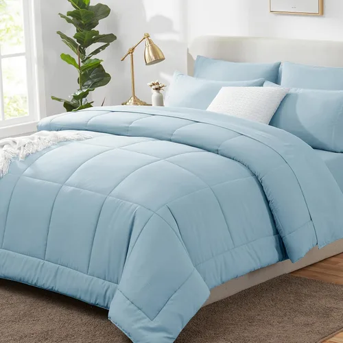 Miniatura 28 de CozyLux Juego de edredón tamaño King, color verde oliva, 7 piezas en una bolsa, edredón verde tamaño King, juegos de ropa de cama para todas