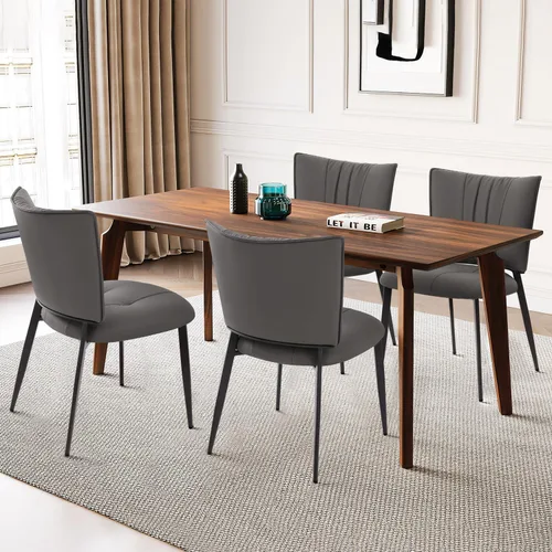 Miniatura 12 de Homcosan Juego de 2 sillas de comedor, modernas sillas de cocina con asiento acolchado tapizado y patas de metal, fácil montaje, sillas de comedor