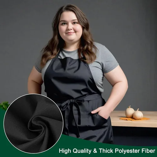Miniatura 3 de 5 Pack Black White Apron, Chef Servers Waitress Aprons with Pockets for Men Women, Professional Work Apron