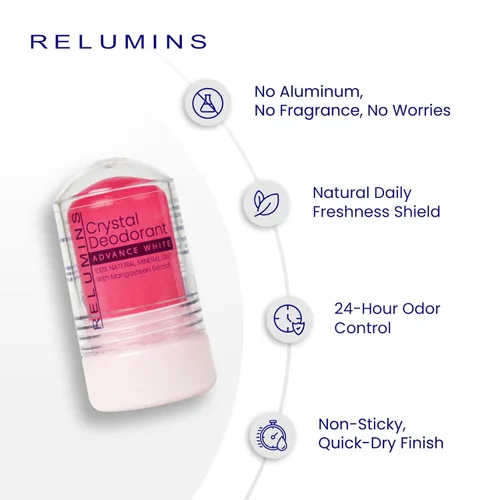 Miniatura 5 de Relumins Desodorante de cristal de mangostán, sal mineral totalmente natural, sin aluminio, no mancha, antioxidante y calmante con protección contra