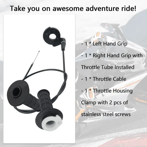 Miniatura 4 de Kit de Cable de Acelerador, Ensamblaje de Acelerador de 7/8" 22mm para Bicicleta con Acelerador Giratorio y Cables de Acelerador de 47", Empuñaduras