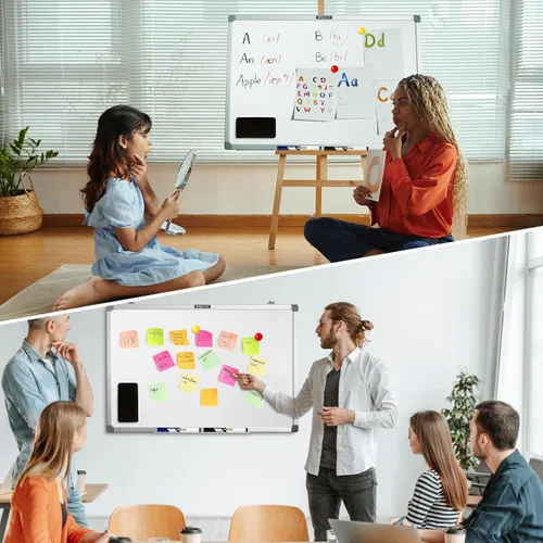 Miniatura 6 de M&G Pizarra blanca magnética de borrado en seco para pared, pizarra blanca pequeña de 18 x 12 pulgadas con 2 marcadores y 2 imanes y 1 borrador
