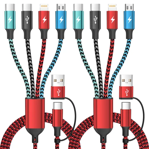 Miniatura 13 de Cable USB C a Lightning, cable de carga 4 en 1 de 240 W, 5 pies, cable de carga múltiple USB A/C a C/Lightning con luz para iPhone 16/15/14/13