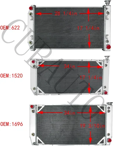 Miniatura 8 de Radiador de núcleo de 3 filas para Chevy GMC C1500 C2500 C3500 K1500 K2500 K2500 K3500 Suburban Tahoe Yukon Cadillac Escalade Pickup 5.7L 7.4L V8 95