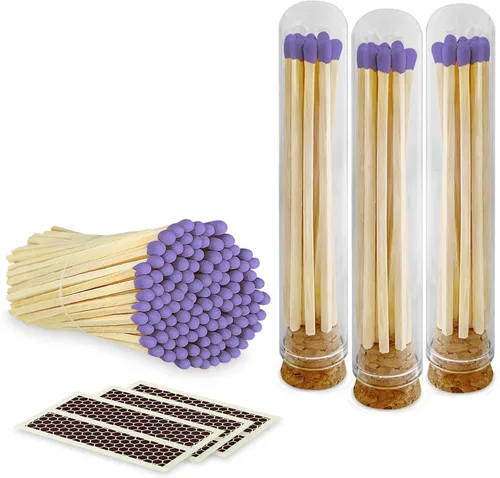 Miniatura 11 de Cerillas de color lila de 4 pulgadas (200 unidades, con calcomanías llamativas incluidas) Decorativo único y divertido para tu hogar, regalos