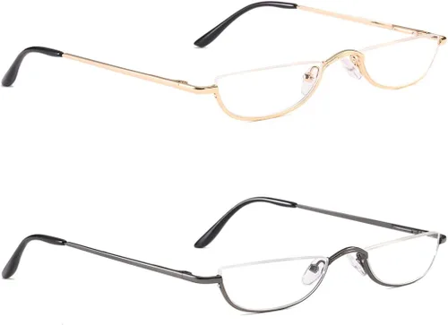 Miniatura 11 de Lentes de lectura de medio marco, lectores de luna de medio metal para mujeres y hombres, 4 pares 1.25
