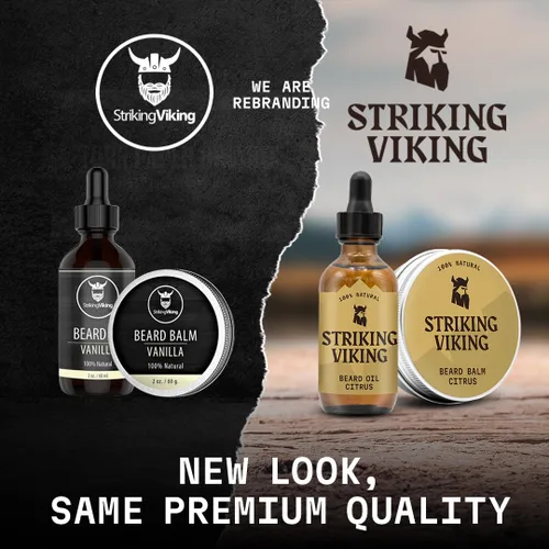 Miniatura 7 de Striking Viking Suavizante de barba de sándalo para hombres, fórmula de crema no grasa con ingredientes naturales para barbas hidratadas