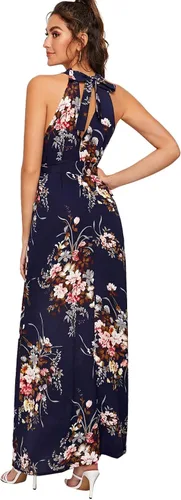 Miniatura 2 de Floerns Women's Sleeveless Halter Neck Vintage Floral Print Maxi Dress