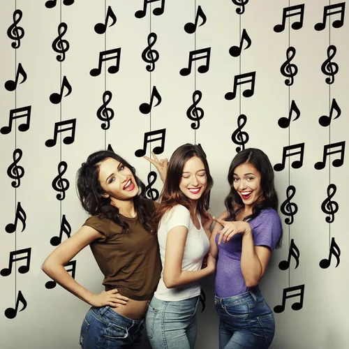 Miniatura 6 de Cindeer 8 piezas de notas musicales para decoración de fiesta de cumpleaños musical, decoraciones colgantes de notas musicales, guirnalda de papel