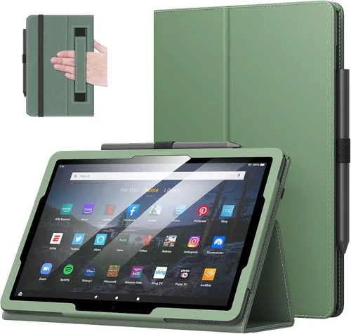 Miniatura 19 de MoKo - Funda para tablet Kindle Fire HD 10 y 10 Plus (11.ª generación, versión 2021), diseño delgado y plegable con función de encendido y apagado