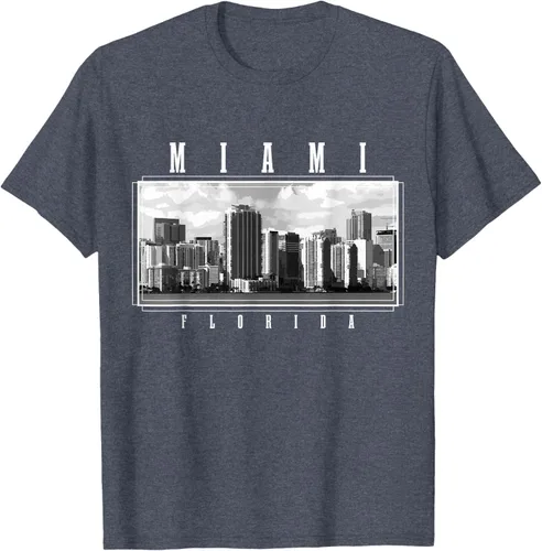 Miniatura 27 de Miami Skyline Florida Pride Vintage Miami Camiseta, Negro