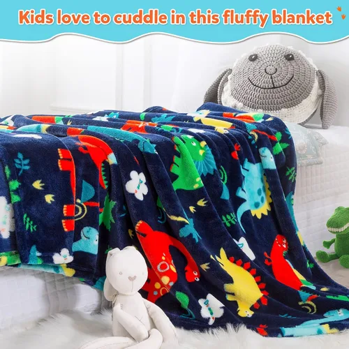 Miniatura 6 de mermaker Manta para Niños y Niñas, Manta Gruesa de Dinosaurios para Niños y Adolescentes, para Cuna, Carrito, Regalos de Cumpleaños, Navidad