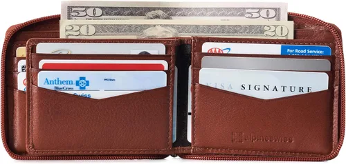 Miniatura 3 de Alpine Swiss Logan Zipper Bifold Wallet For Men or Women RFID Safe Comes in a Gift Box
