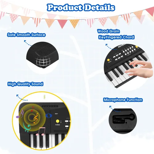 Miniatura 5 de Teclado de piano de juguete para niños, pianos eléctricos mejorados, juguetes para niños de 3, 4, 5, 6, 7, 8 años, teclados para principiantes