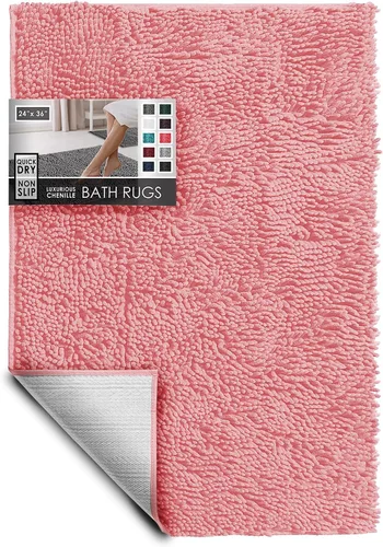 Miniatura 95 de Hearth & Harbor Alfombras de baño, tapete de baño de chenilla - Alfombras de baño lavables a máquina para baño con respaldo antideslizante de goma
