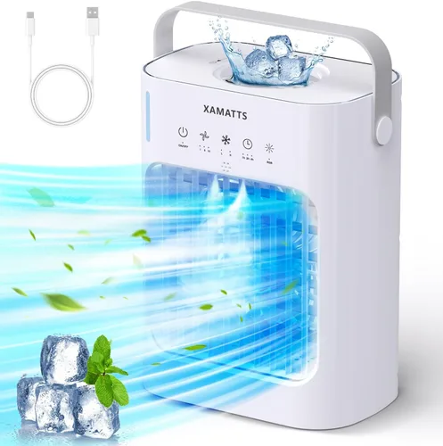 Miniatura 10 de Aires acondicionados portátiles, enfriador de aire evaporativo de 1700 ml con control remoto, mini aire acondicionado portátil oscilante de 120°