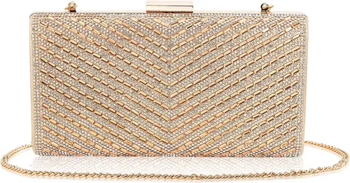 Miniatura 2 de Bolso de mano con diamantes de imitación brillantes para novia, cierre de metal, bolso formal para fiesta y boda, bolsa de noche para mujeres